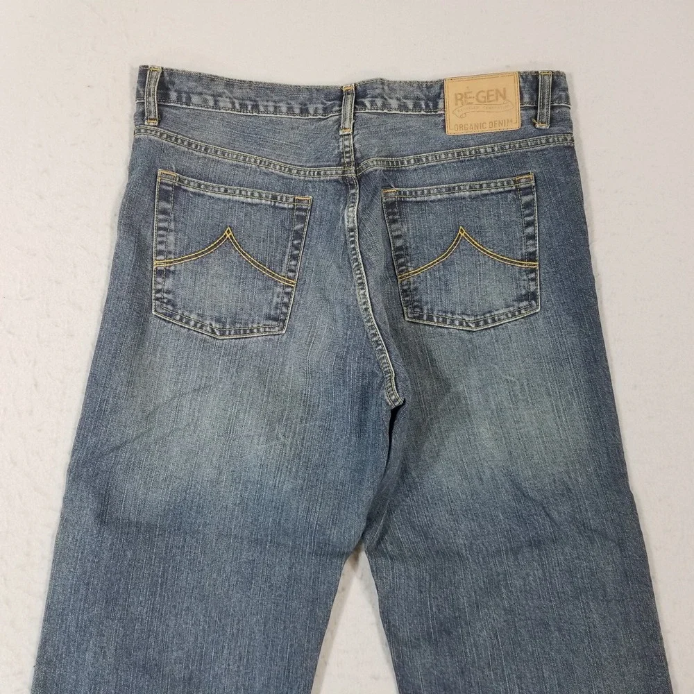 Re-Gen Jeans mens 36 x 30 relaxed loose baggy straight blue organic cotton pants